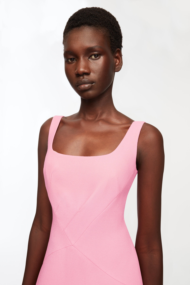 Larvall Dress In Pink Sorbet Single Wool Crepe 3