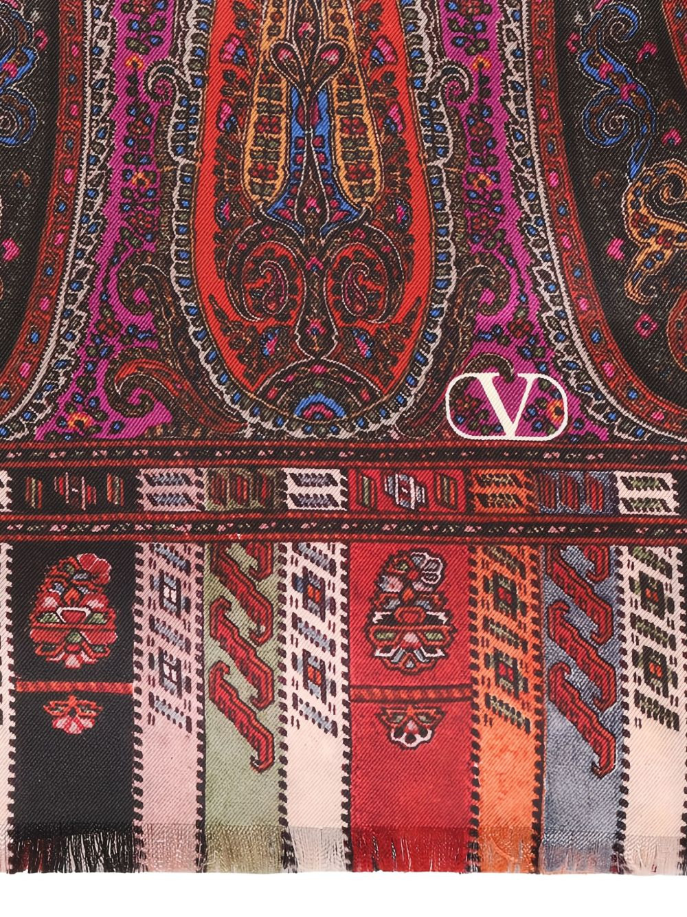 paisley-pattern fringed scarf - 2