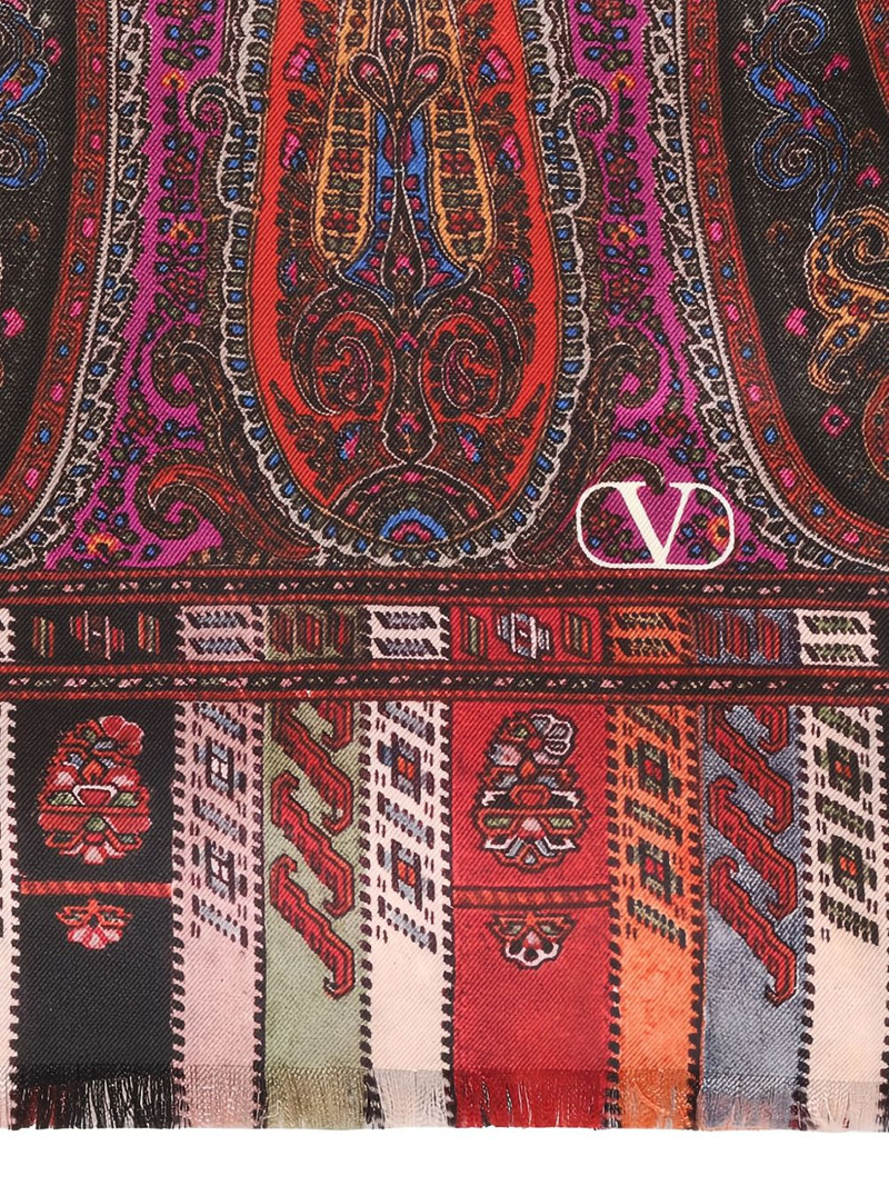 Valentino paisley-pattern fringed scarf outlook