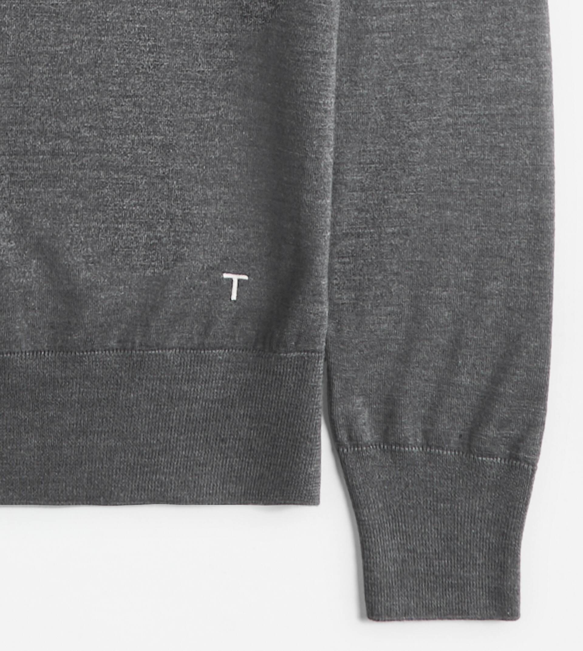 V-NECK SILK BLEND PULLOVER - GREY - 7