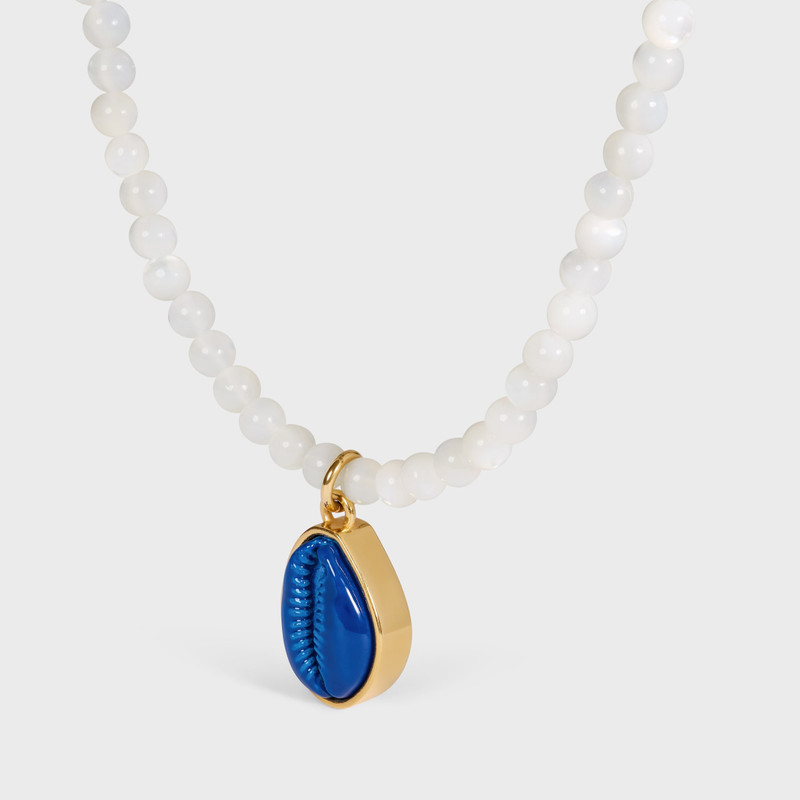 CELINE ÉTÉ CELINE BEADS NECKLACE IN MOTHER OF PEARL, VARNISH AND BRASS WITH GOLD FINISH outlook
