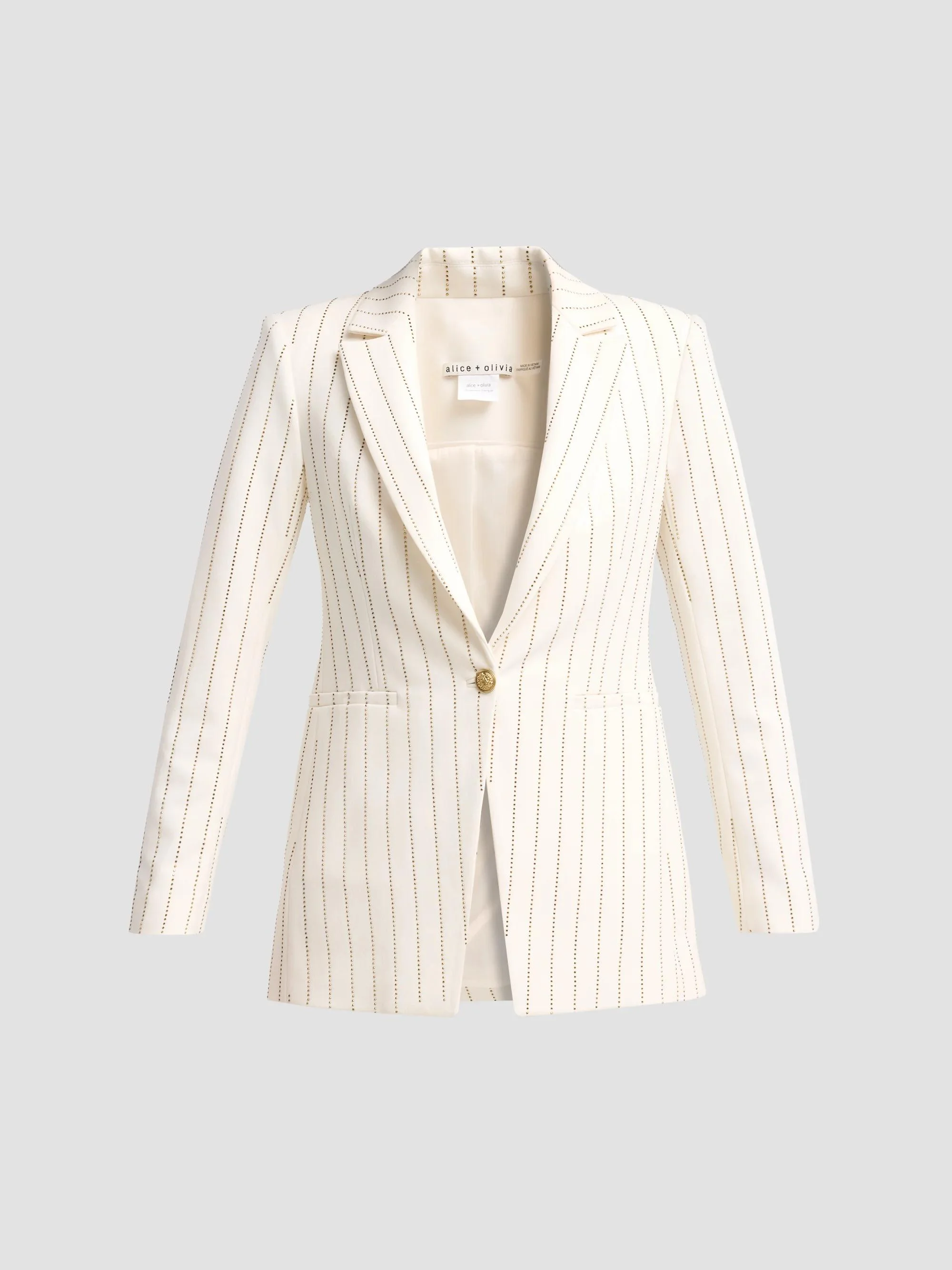 Women's Breann Embellished Pinstripe Cutaway Blazer - Off White Gold - 1