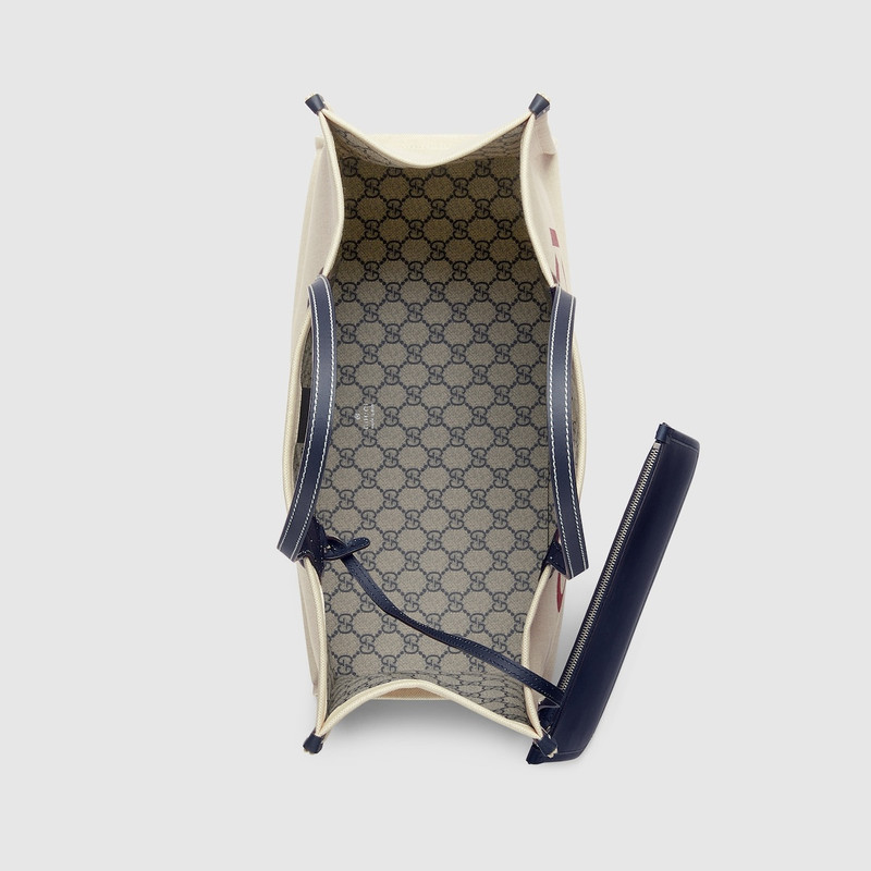 Medium tote bag with Gucci print 9