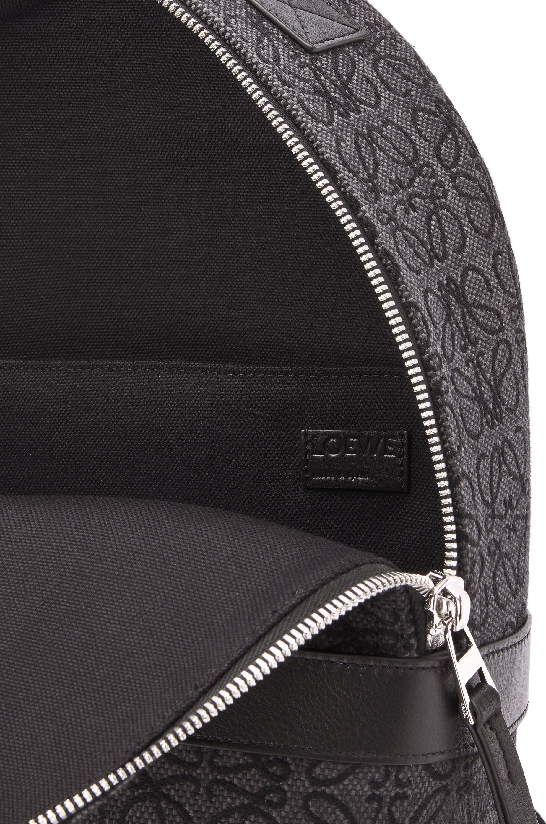 Round Backpack in Anagram jacquard and calfskin - 5