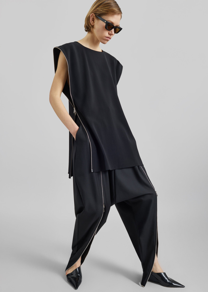 Bevza Zipper Tunic Top - Black 4