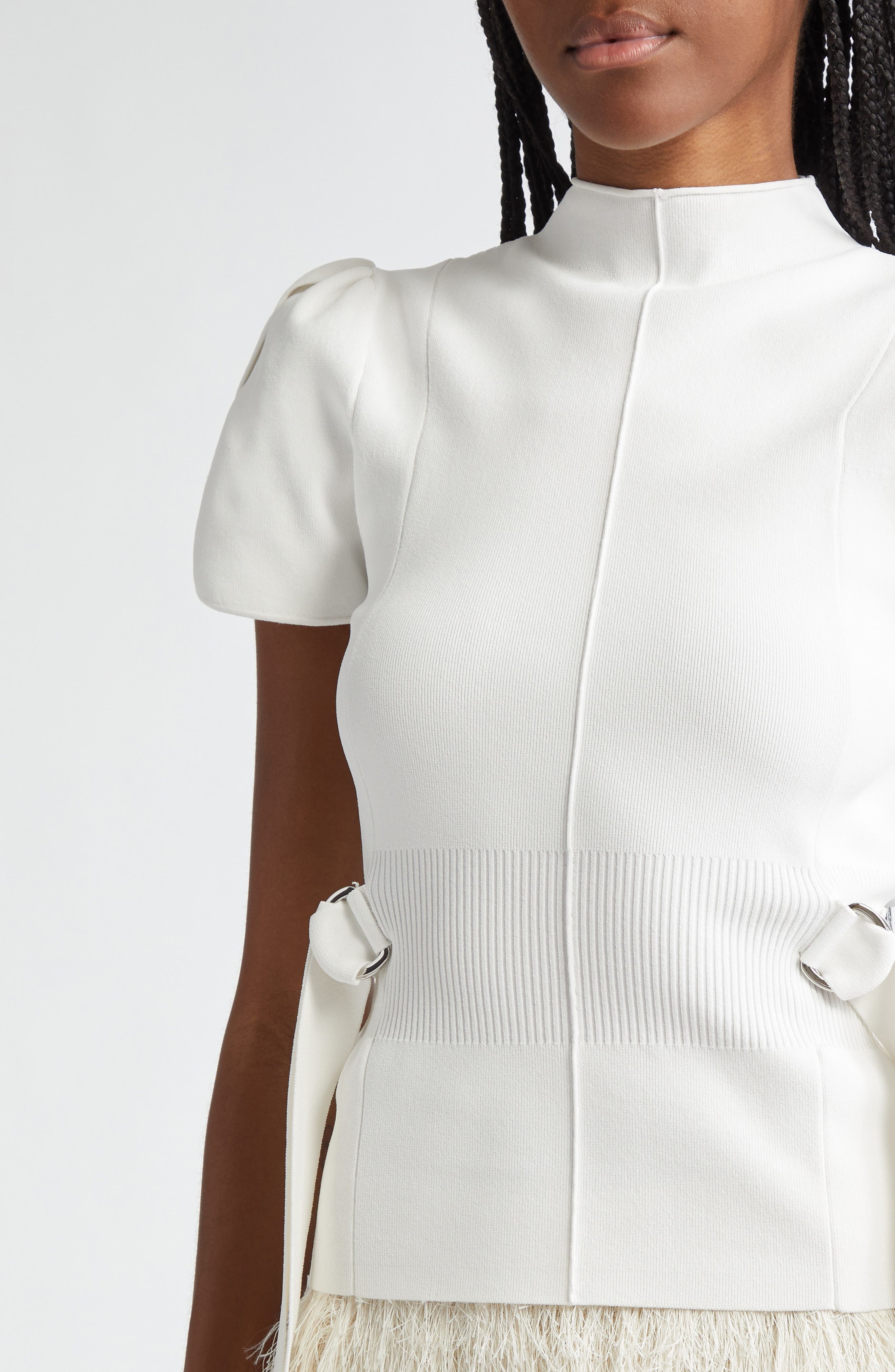3.1 Phillip Lim Puff Sleeve Mock Neck Rib Top in Ivory at Nordstrom - 5
