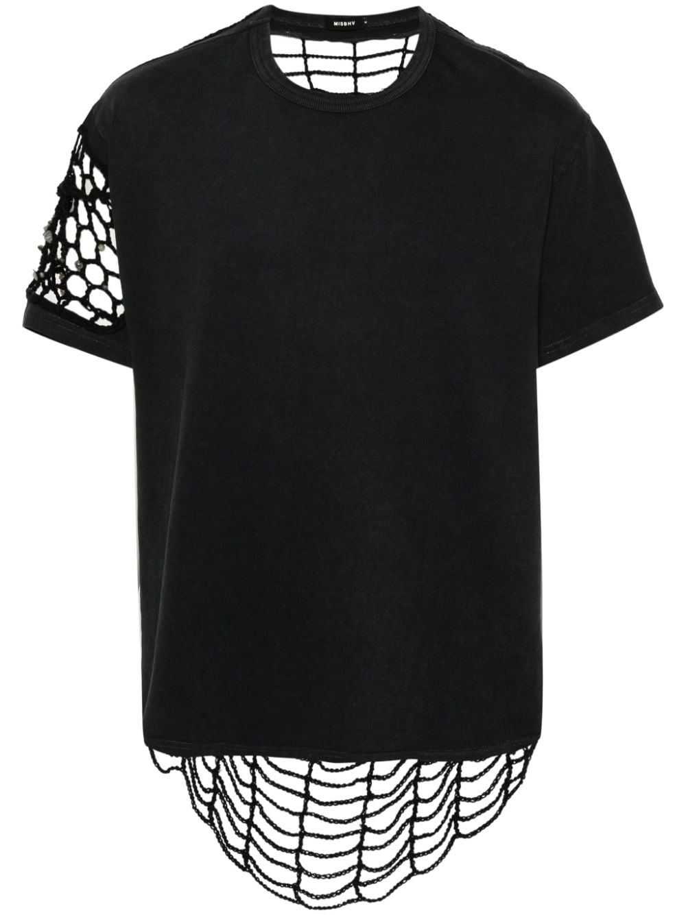 crochet-panelling T-shirt - 1