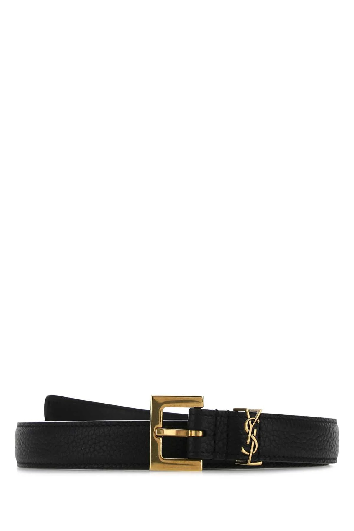 Saint Laurent Men Black Leather Belt - 1