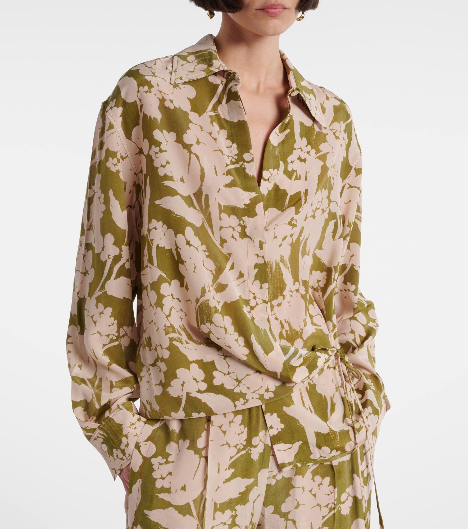 Printed gathered silk blouse - 7
