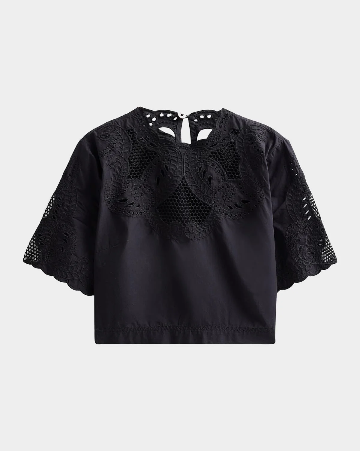 Errol Eyelet Cotton Crop Top - 1