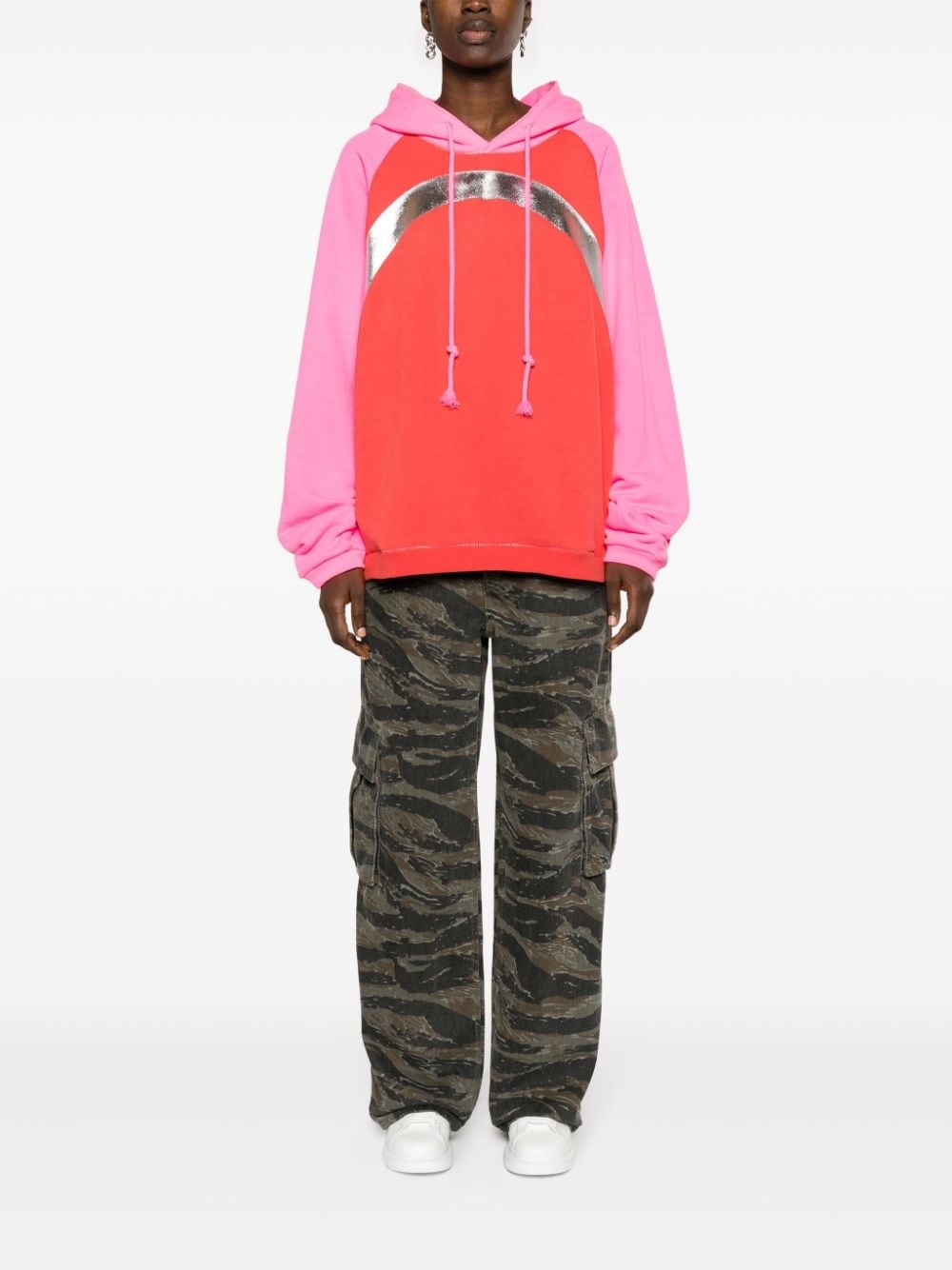 colour-block cotton hoodie - 2