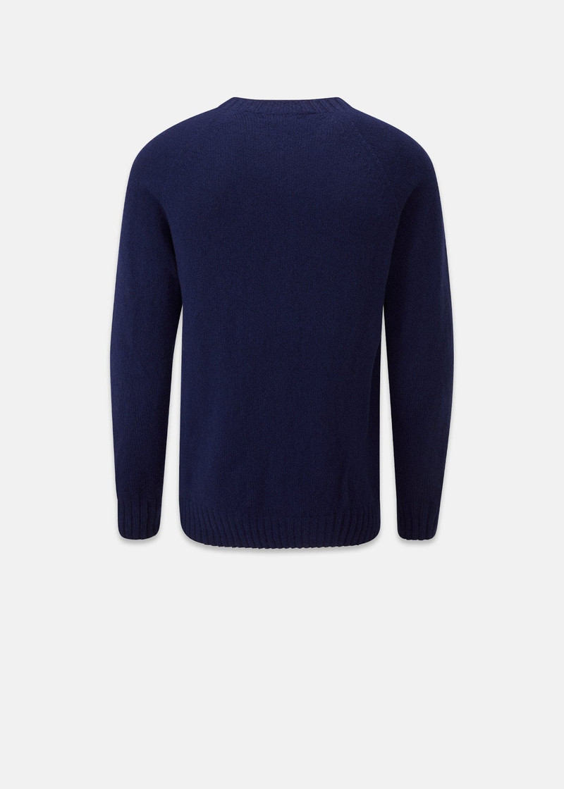 GLOVERALL Men's Henley Lambswool Jumper Navy outlook