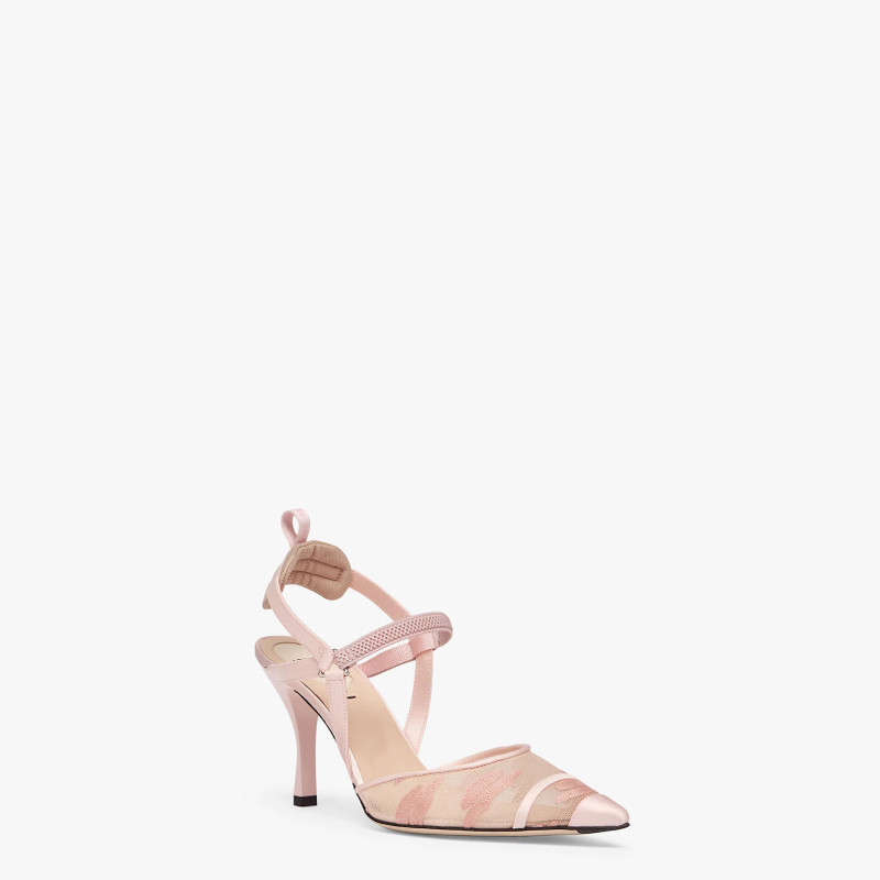Pink mesh high-heeled slingbacks 2