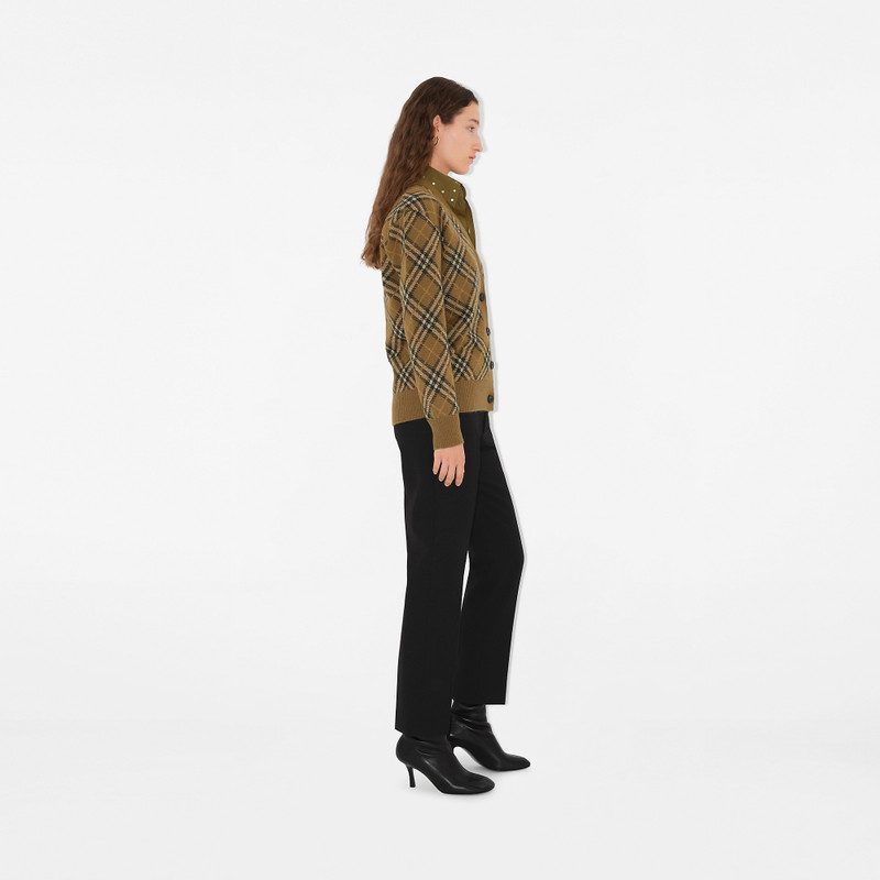 Check Wool Mohair Blend Cardigan 3