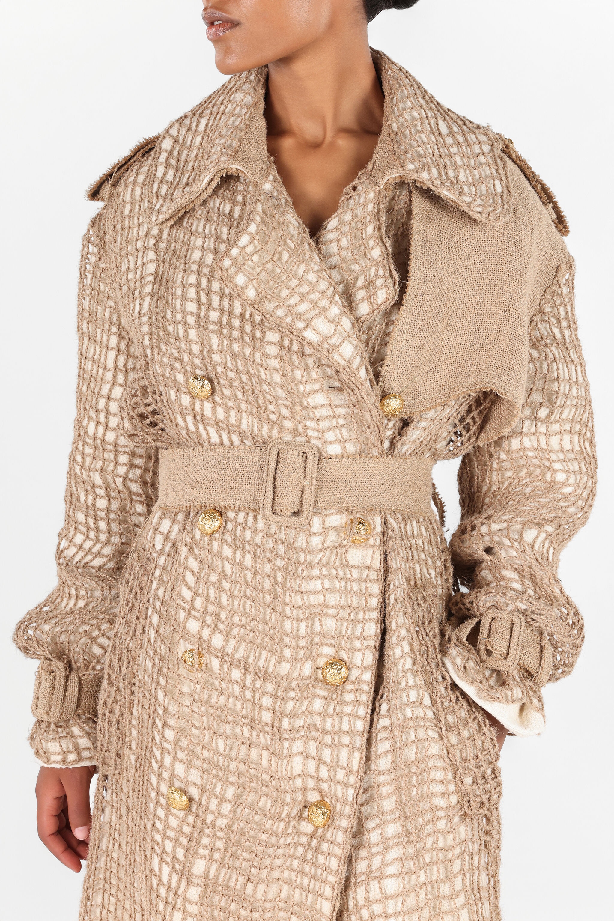 Grid Trench Coat with belt - 6