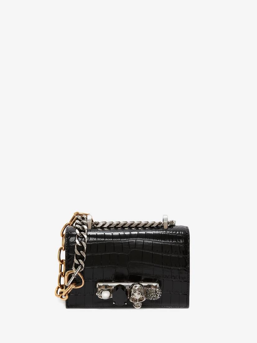 Women's Mini Jewelled Satchel in Black - 1