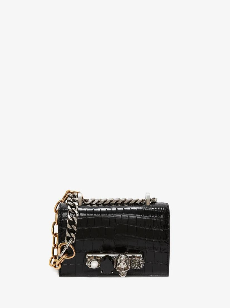 Women's Mini Jewelled Satchel in Black - 1