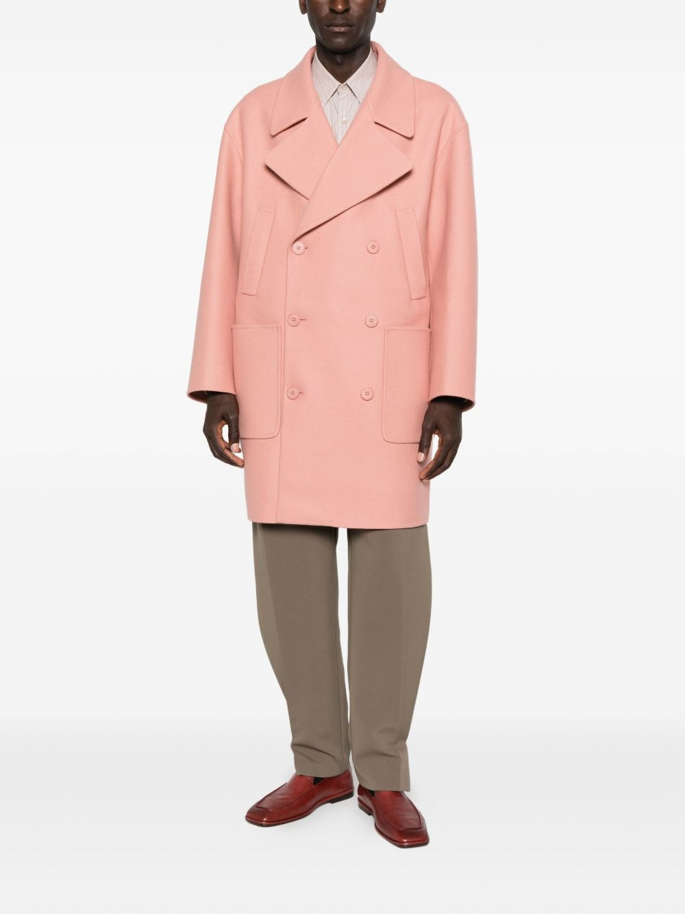 double-breasted patch-pocket coat - 2