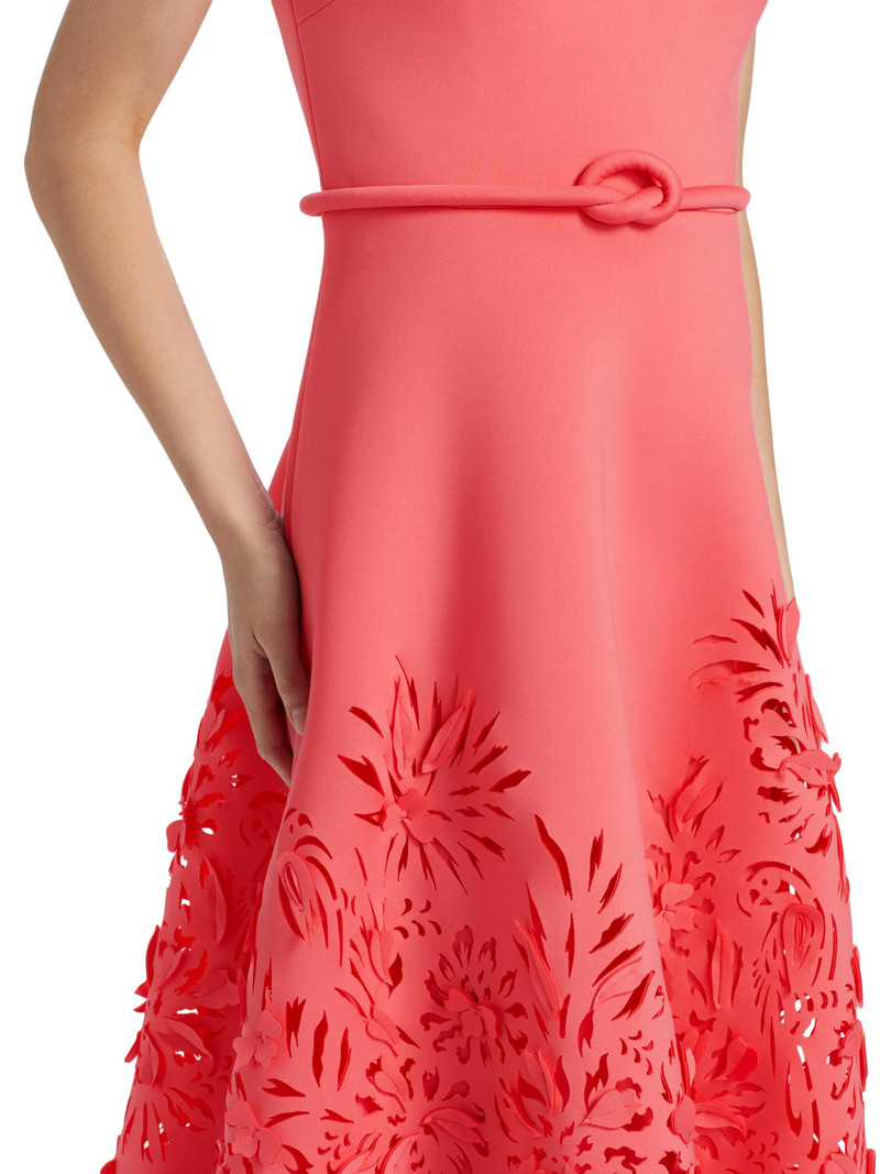 Women's Laser Cut Scuba Cocktail Dress - Coral 6