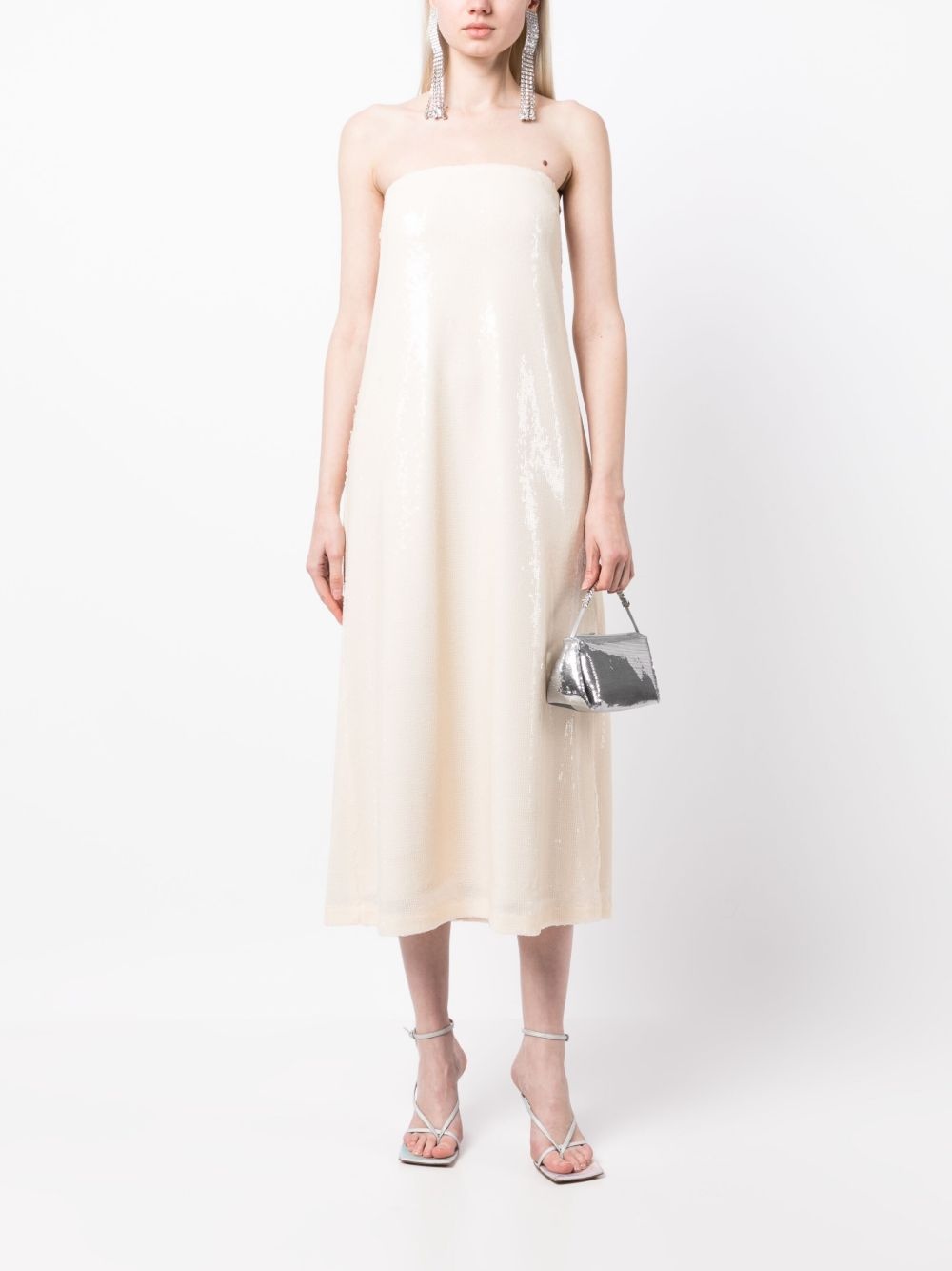 shimmer semi-sheer midi dress - 2