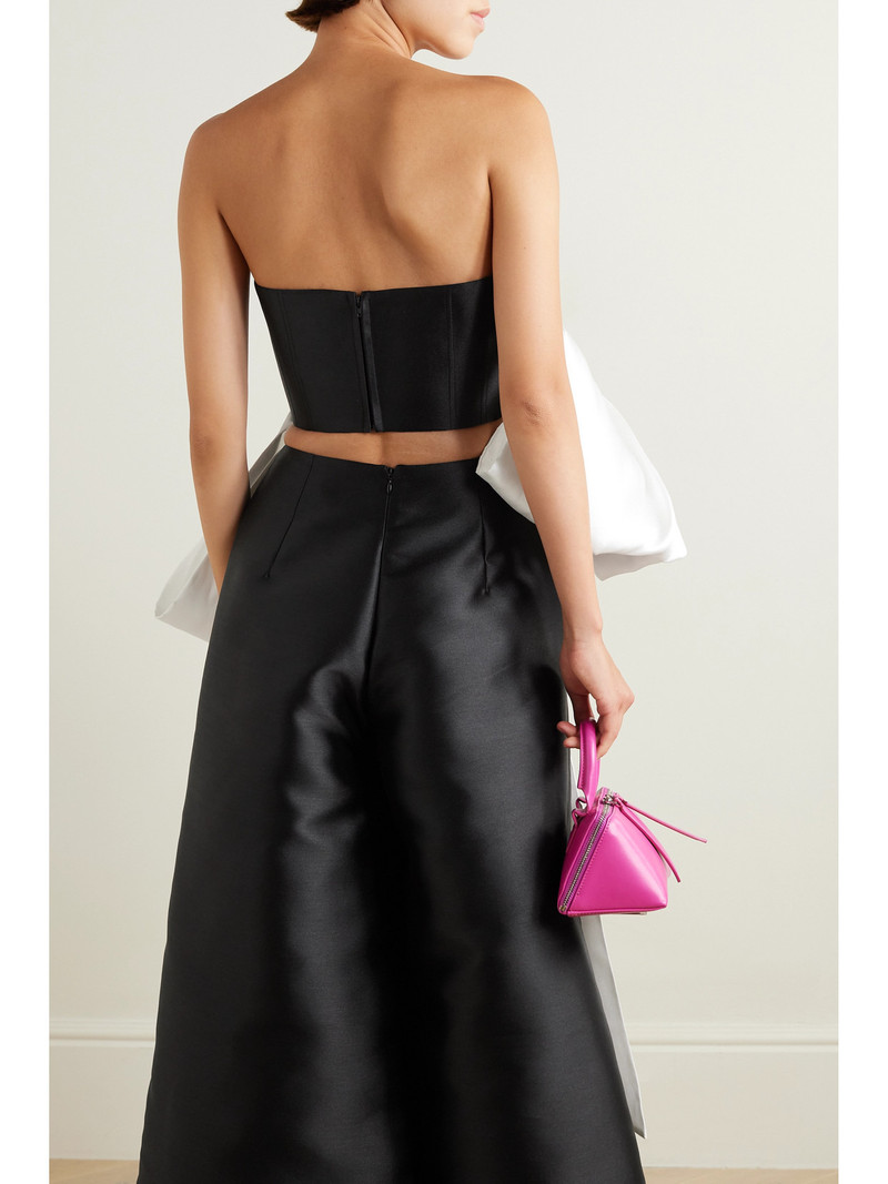 Nadina Strapless Bow-detailed Two-tone Satin-twill Top 3