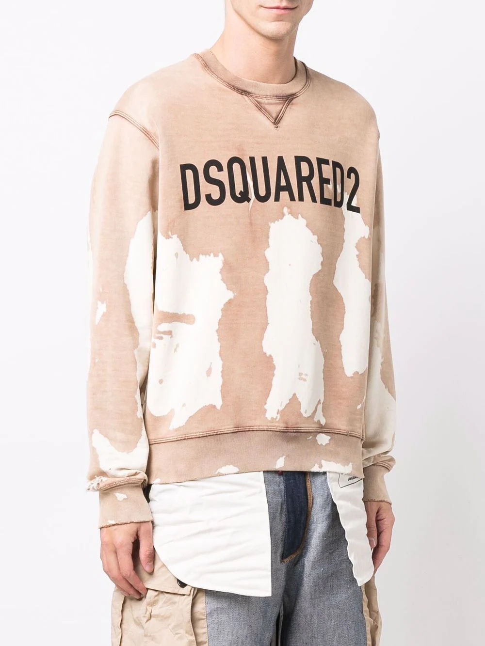 logo-print bleached-effect relaxed sweatshirt - 3