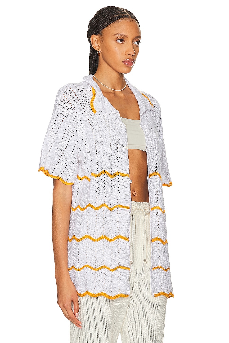 Crochet Short Sleeve Shirt - 2