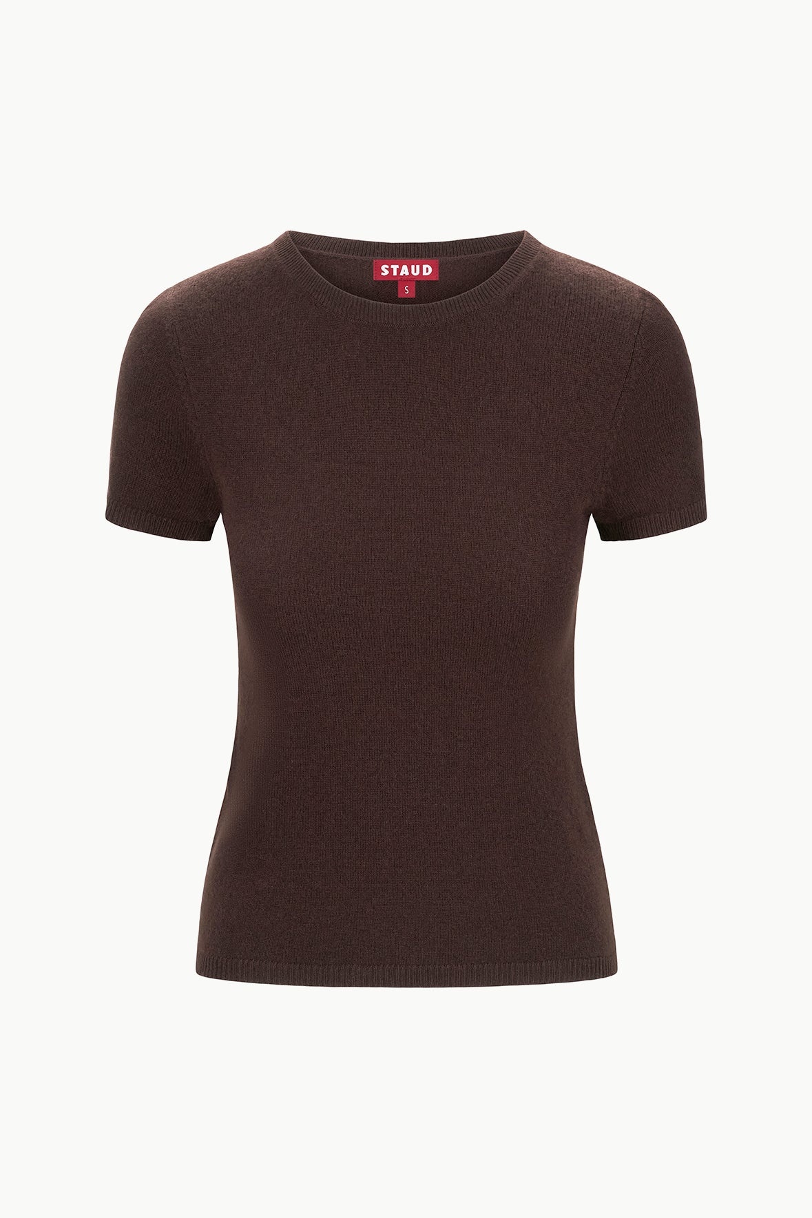 STAUD EASY CASHMERE TEE DARK CHOCOLATE - 1