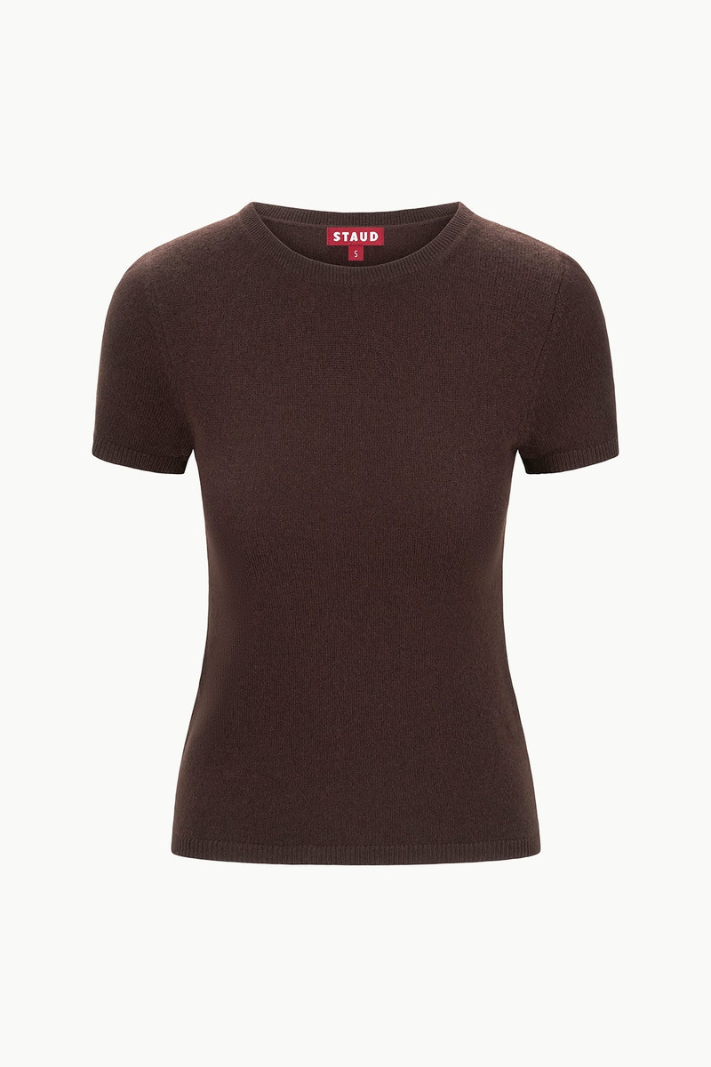 STAUD EASY CASHMERE TEE DARK CHOCOLATE 1