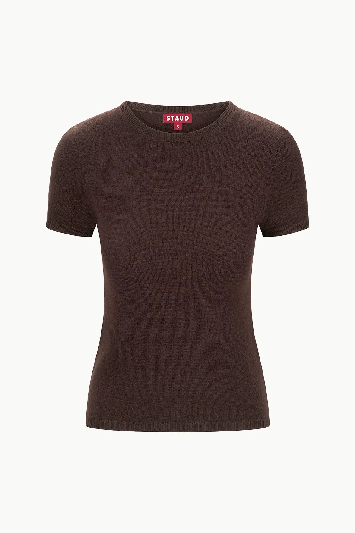 STAUD EASY CASHMERE TEE DARK CHOCOLATE - 1