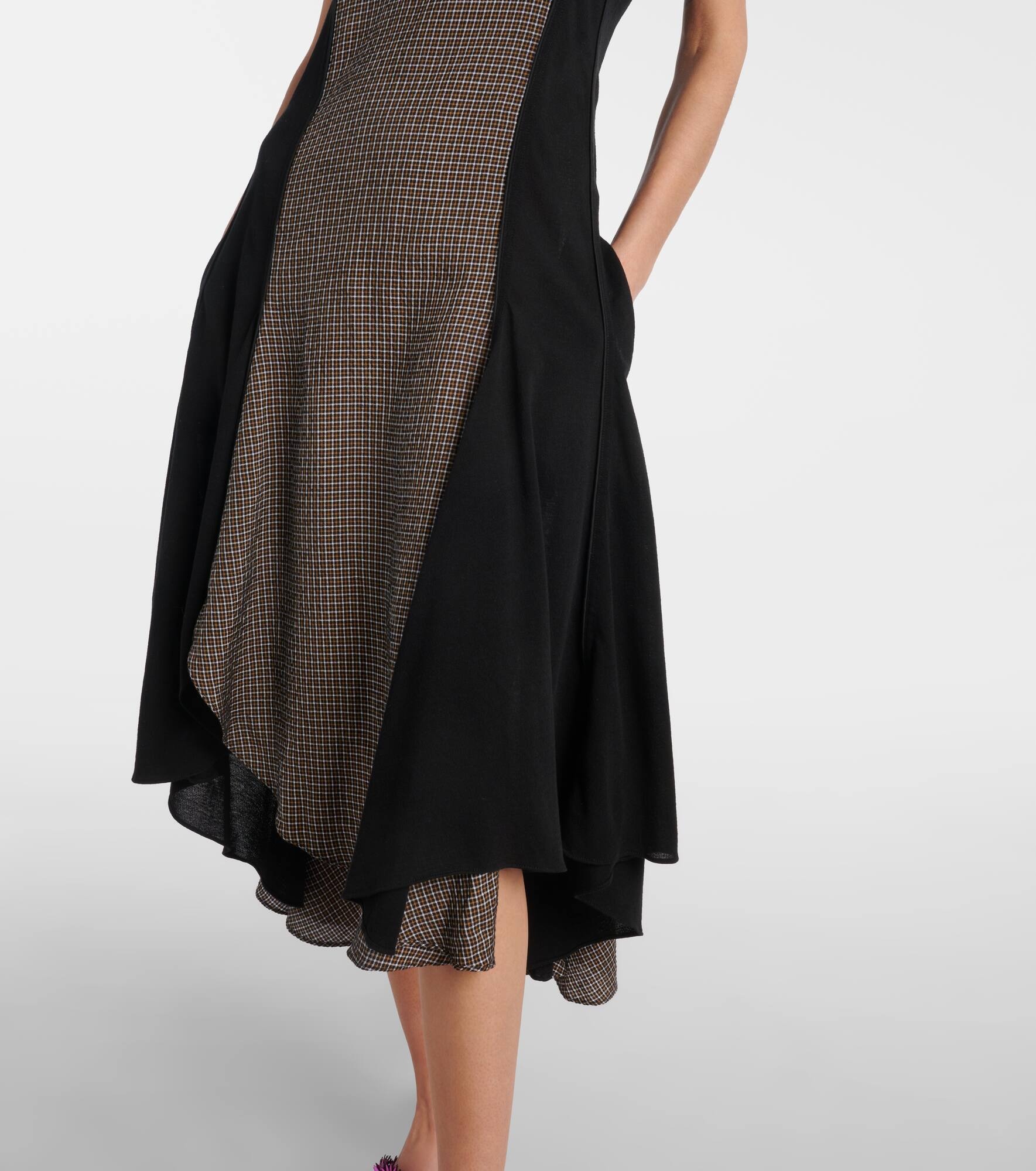 Checked asymmetric midi dress - 5