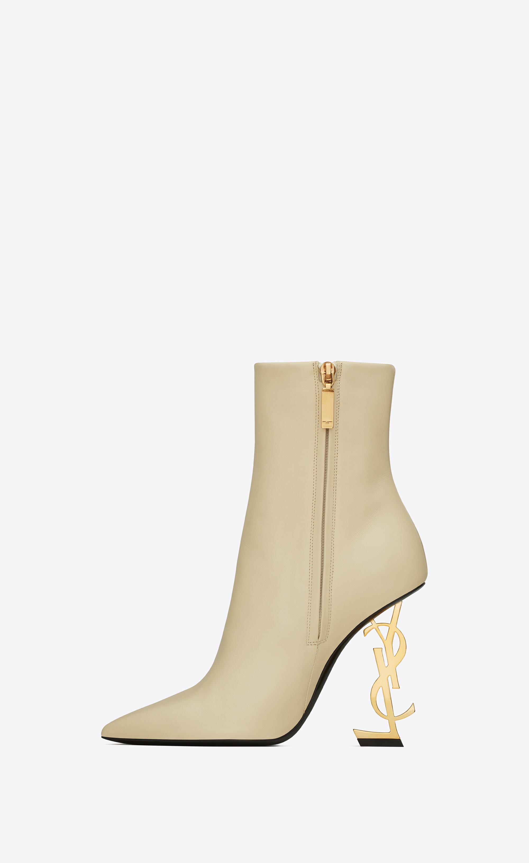 opyum ankle booties in smooth leather with a gold-tone heel - 4