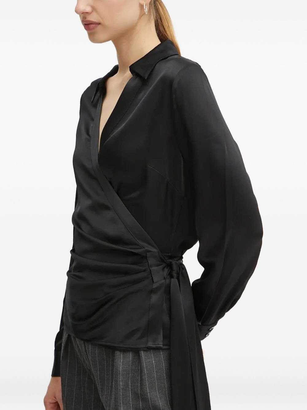 satin wrap blouse - 4