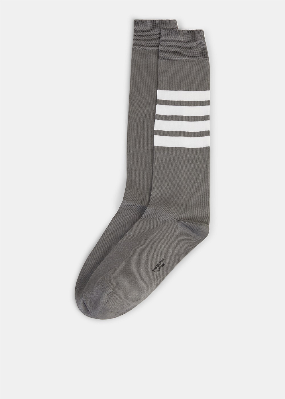 Medium Grey 4-Bar Stripe Mid Calf Dress Socks - 1