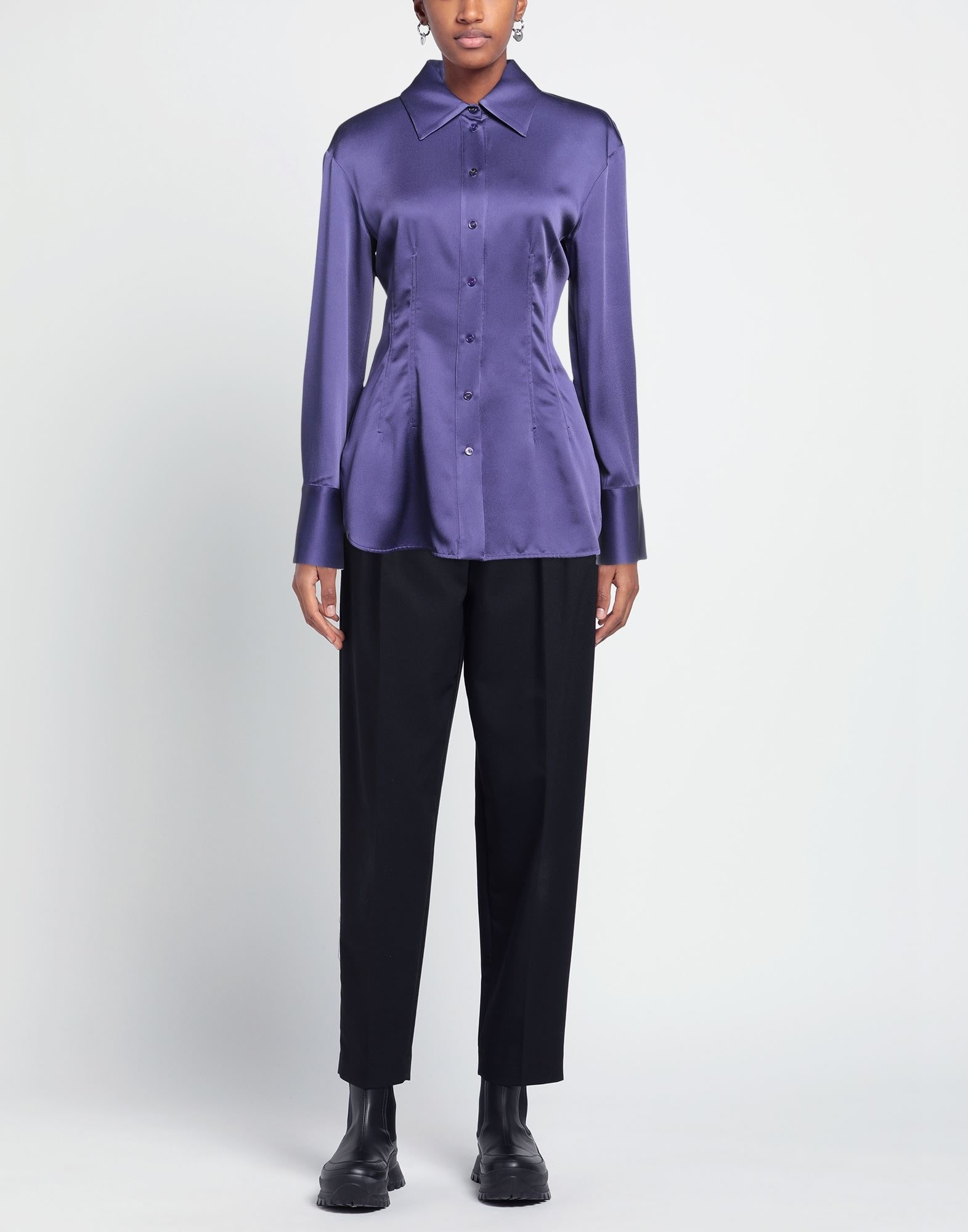 Purple Women's Solid Color Shirts & Blouses - 2