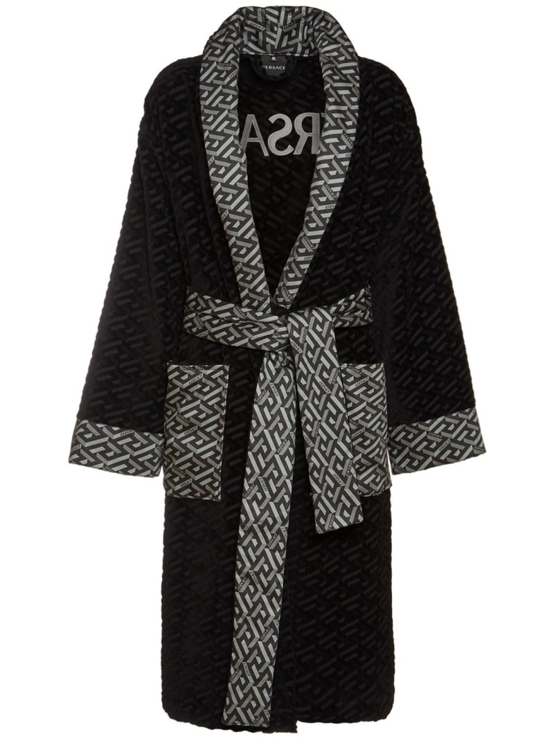 VERSACE GRECA SIGNATURE BATHROBE luisaviaroma REVERSIBLE