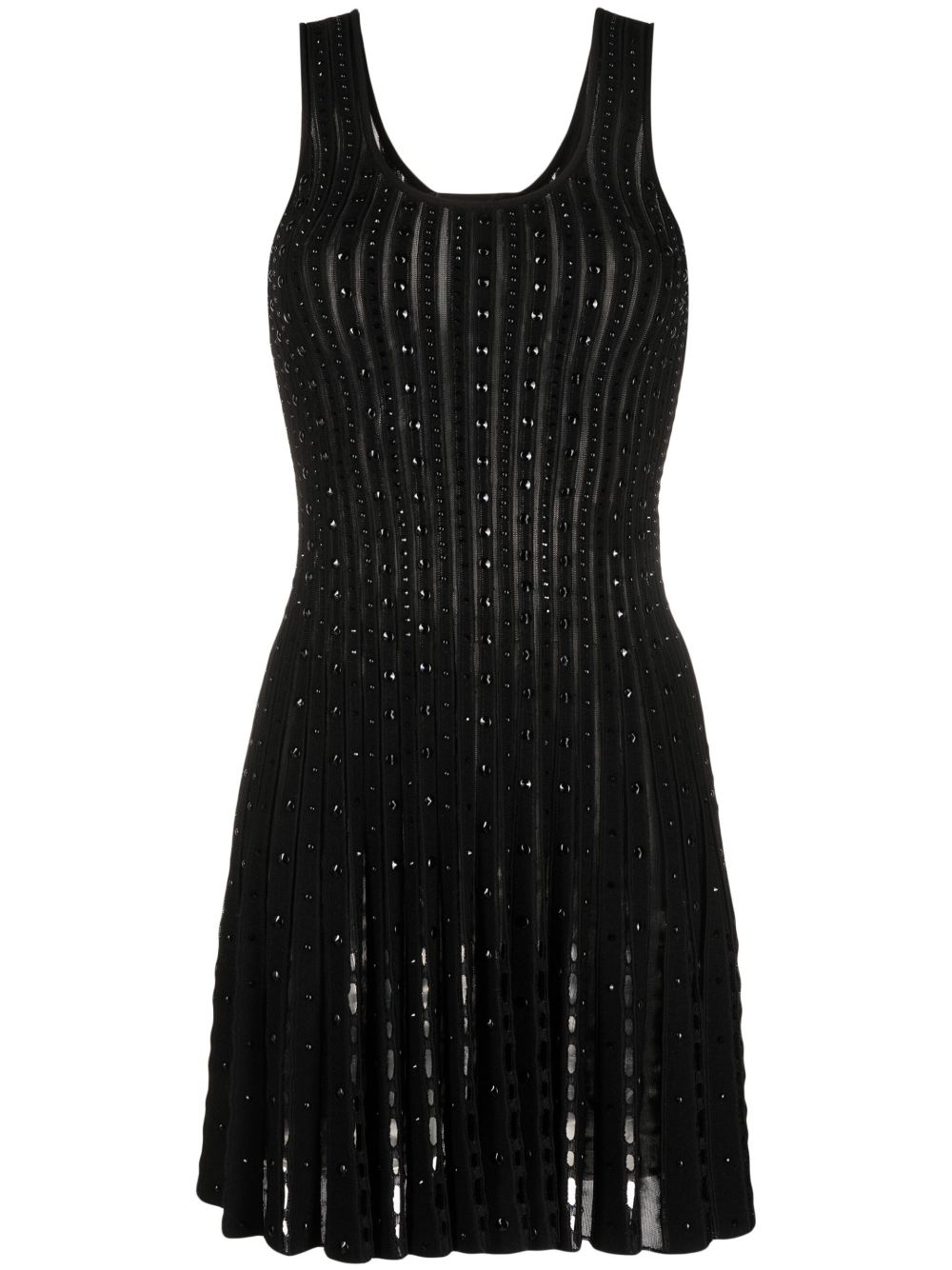 plissé-knit sleeveless minidress - 1