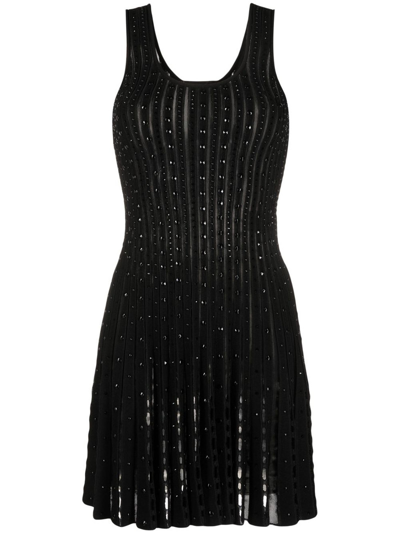 plissé-knit sleeveless minidress 1