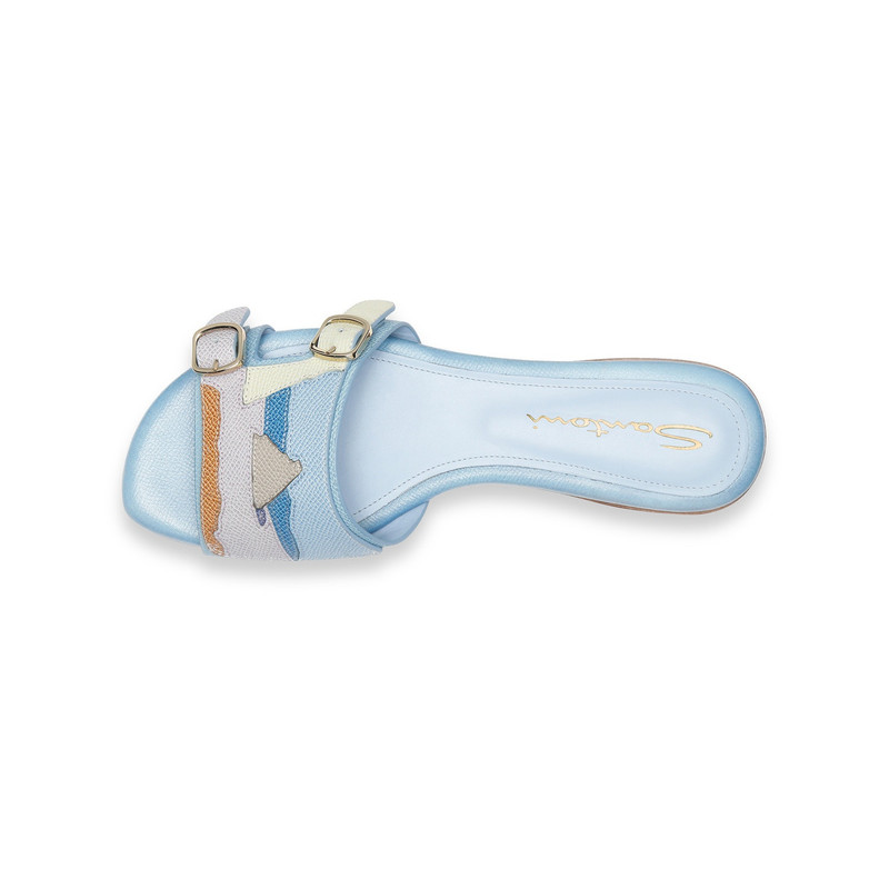 Women's multicolor leather double-buckle Didi slide sandal 5