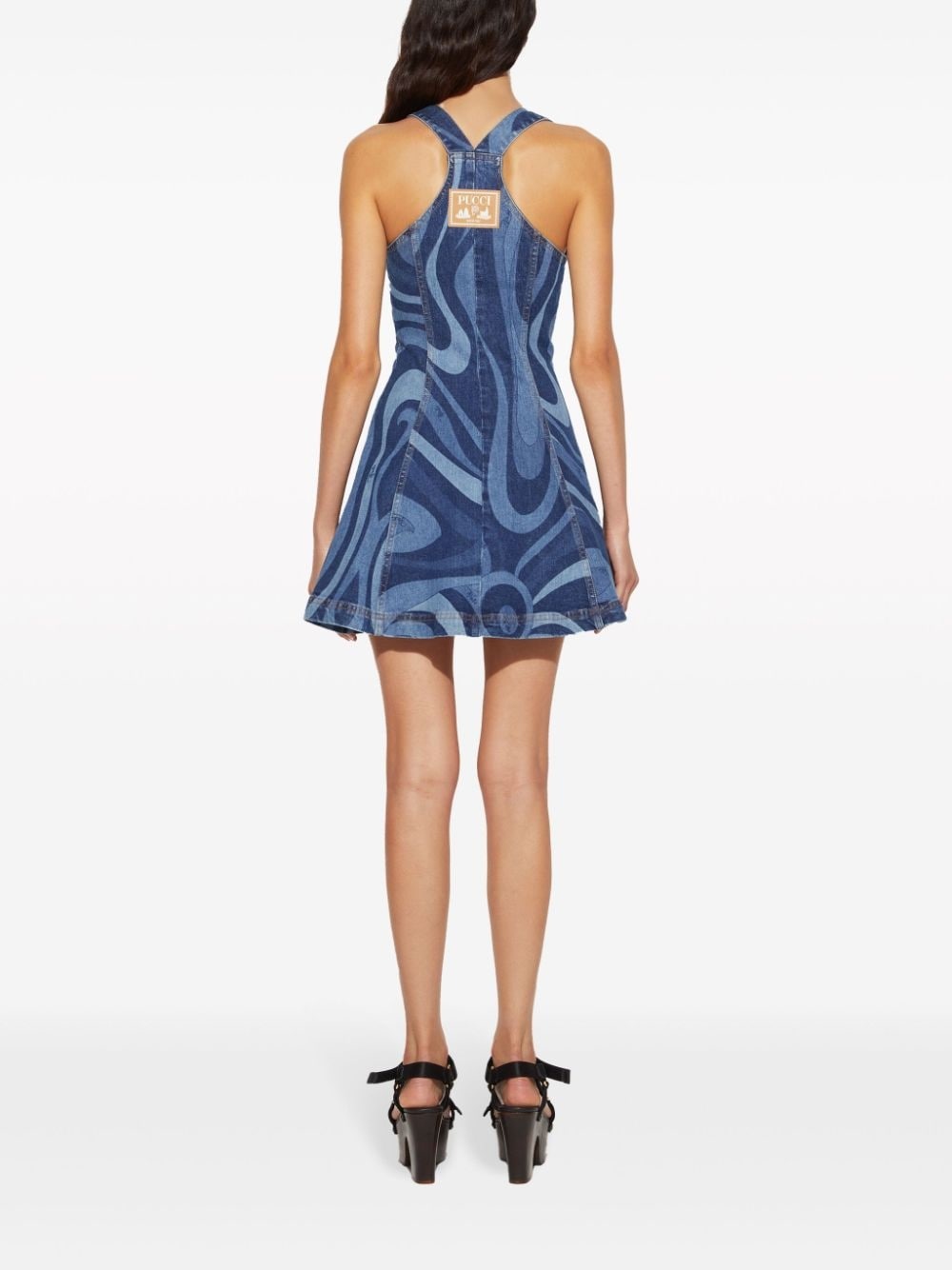 Marmo-print denim minidress - 4