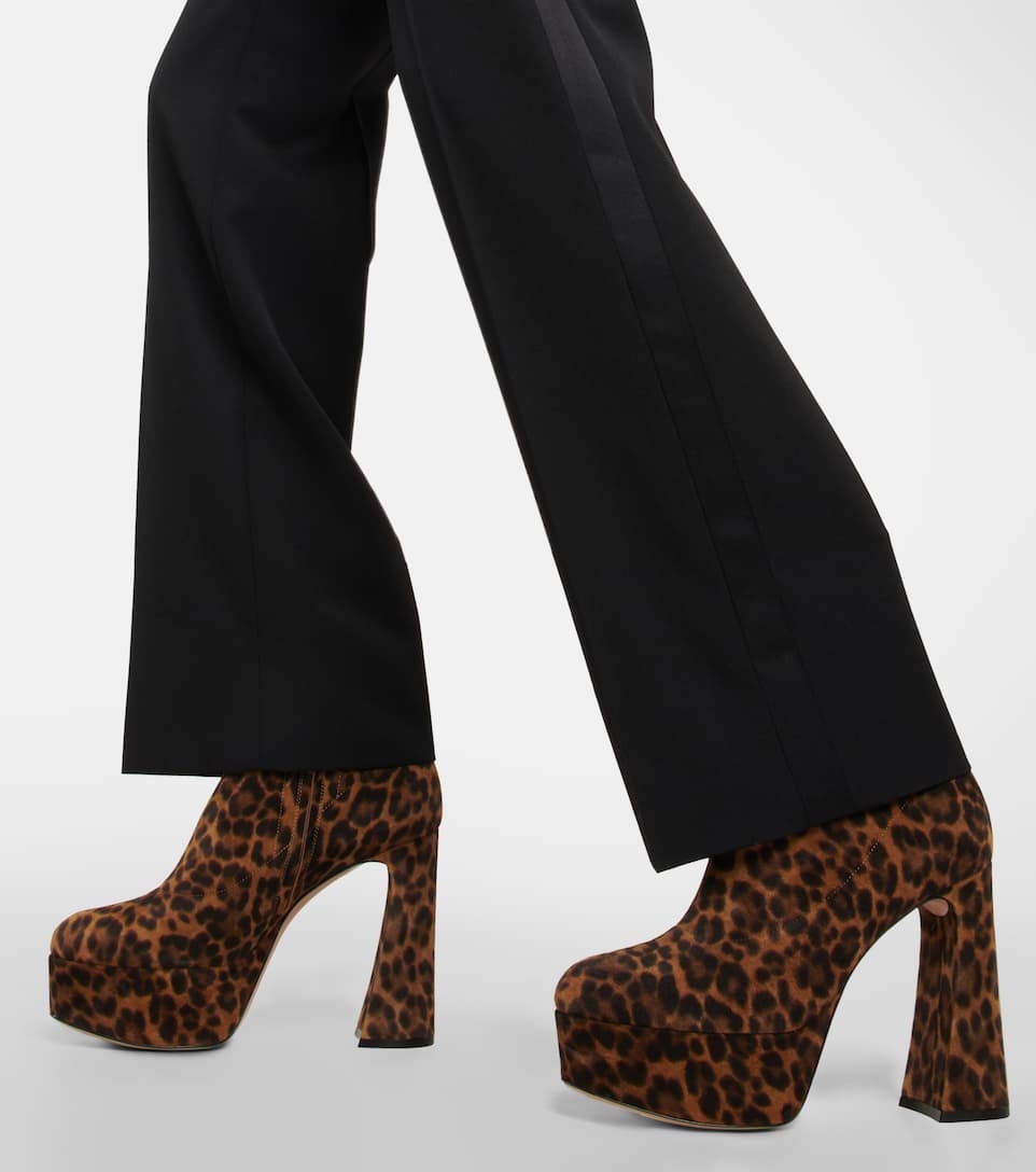 Leopard-print suede platform ankle boots - 4