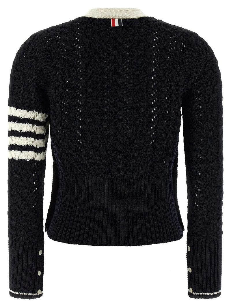 Thom Browne Cable Pointelle Stitch Classic Cardigan outlook