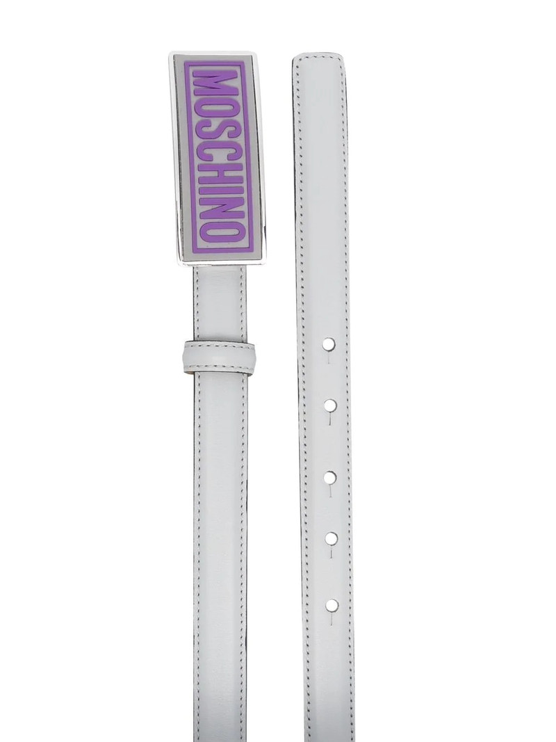 Moschino enamelled buckle belt outlook