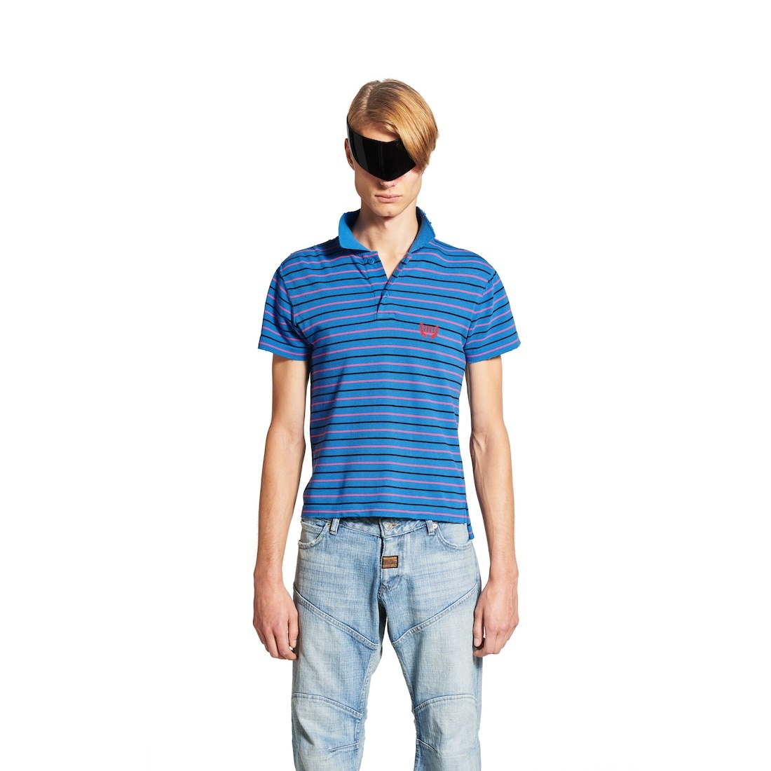 BALENCIAGA Laurel Classic Fitted Polo in Blue/pink/black