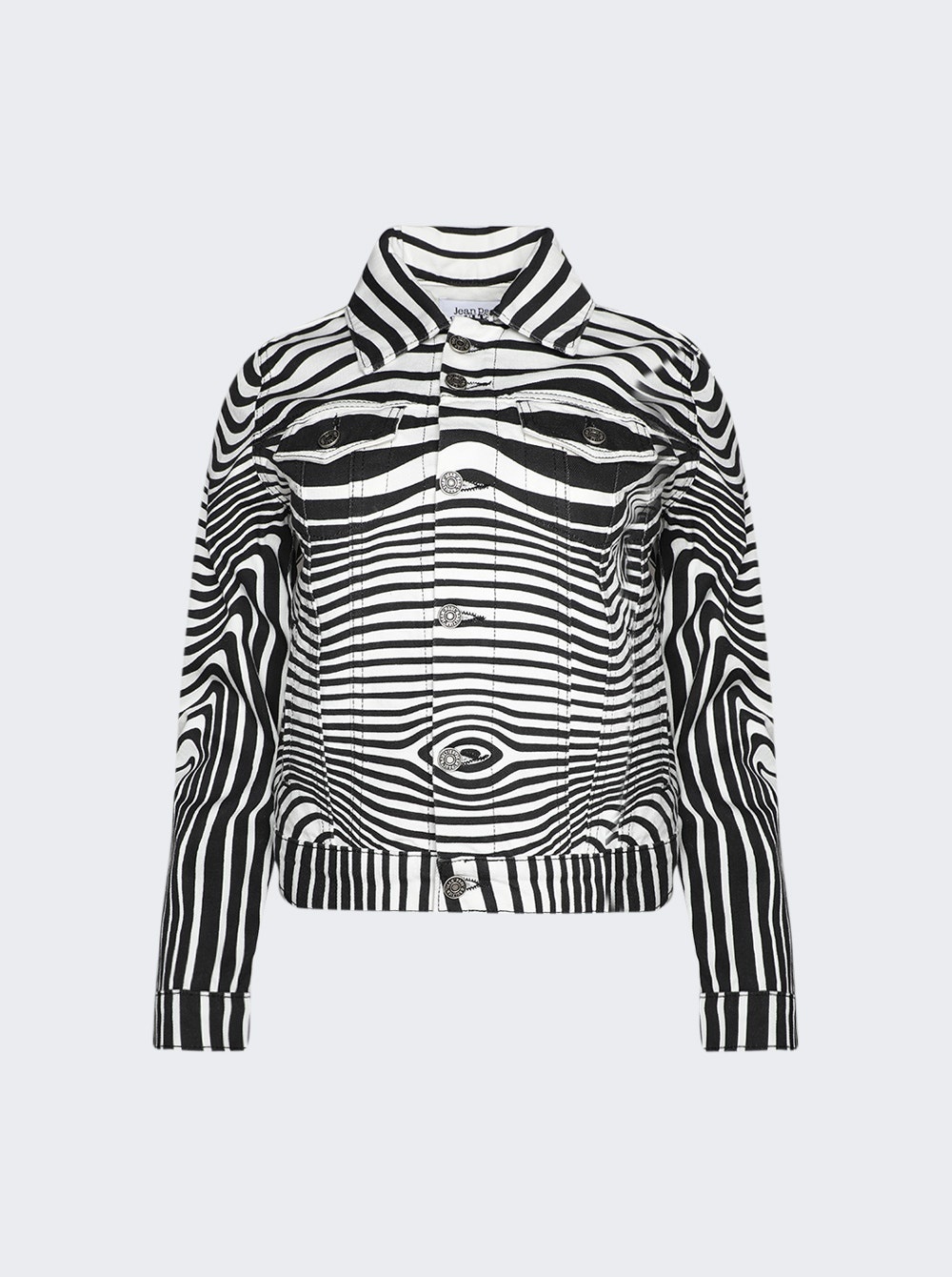 Body Morphing Printed Denim Jacket Black And White - 1