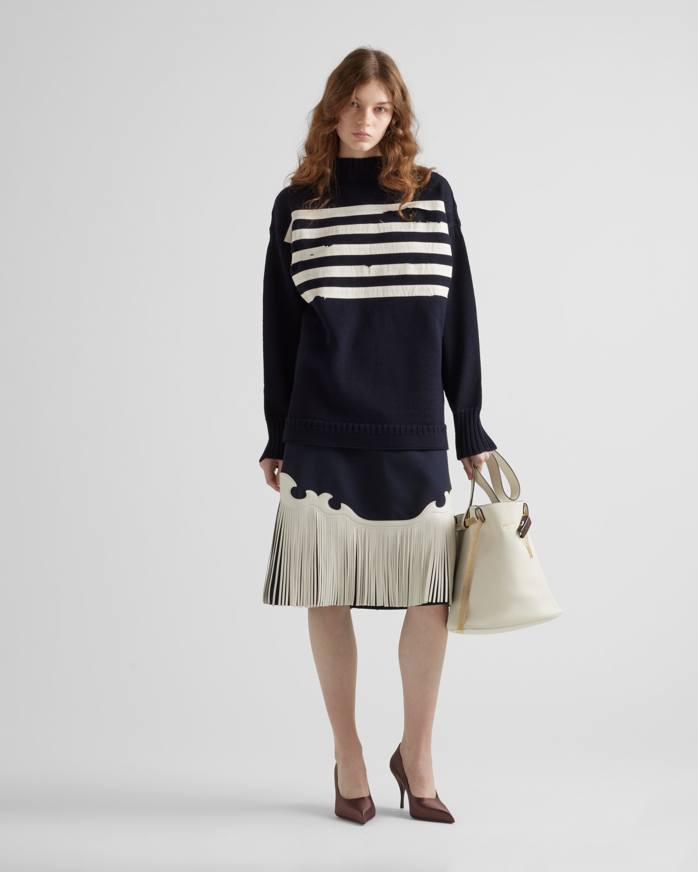 Rush stitch skirt with leather fringe - 2