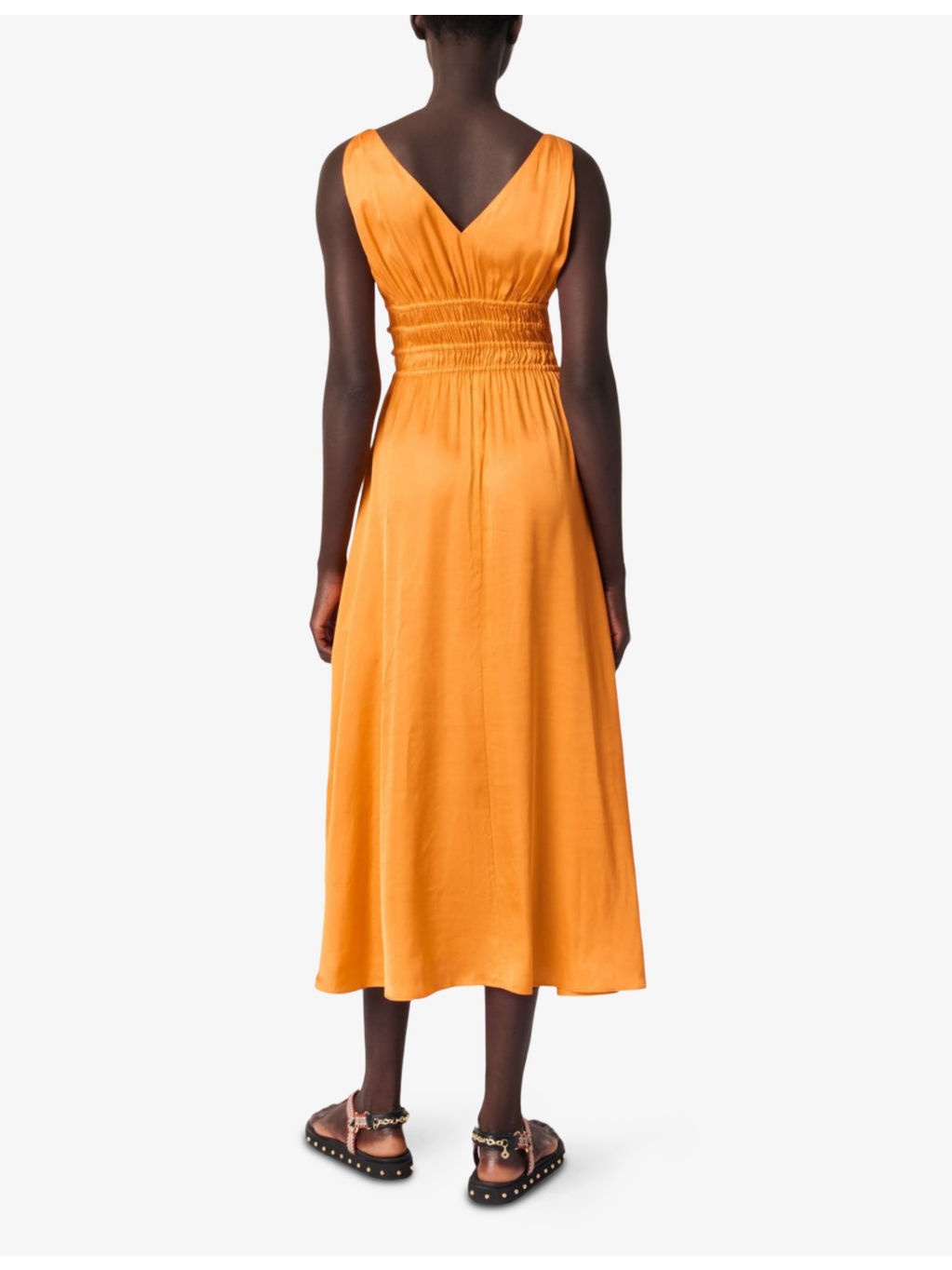 V-Neck Button-Waist Sleeveless Woven Midi Dress - 4