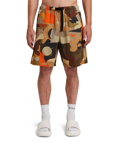 MSGM Poplin cotton shorts with "Geo Camo" print outlook