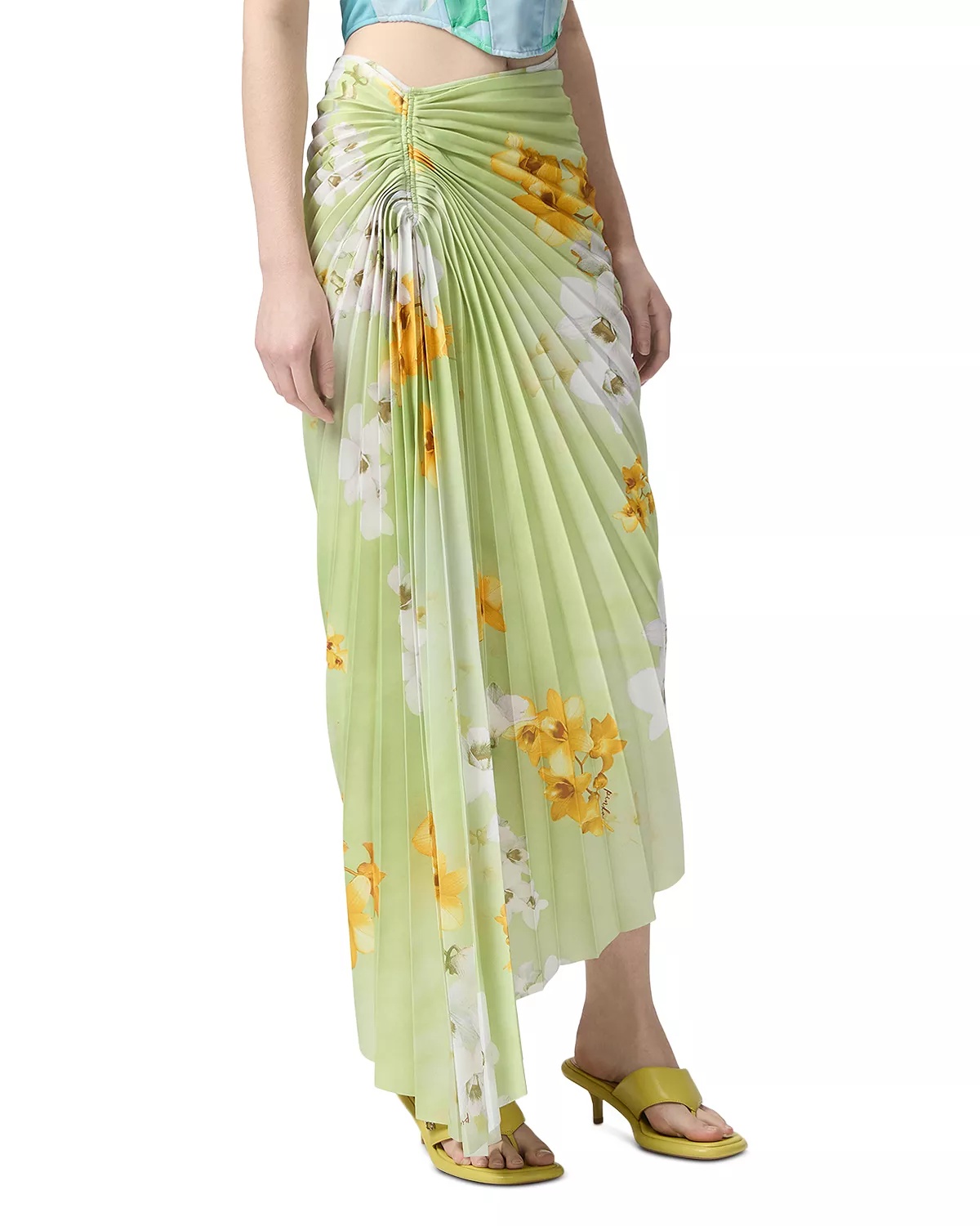 Ghiandaia Floral Pleated Asymmetric Skirt - 4