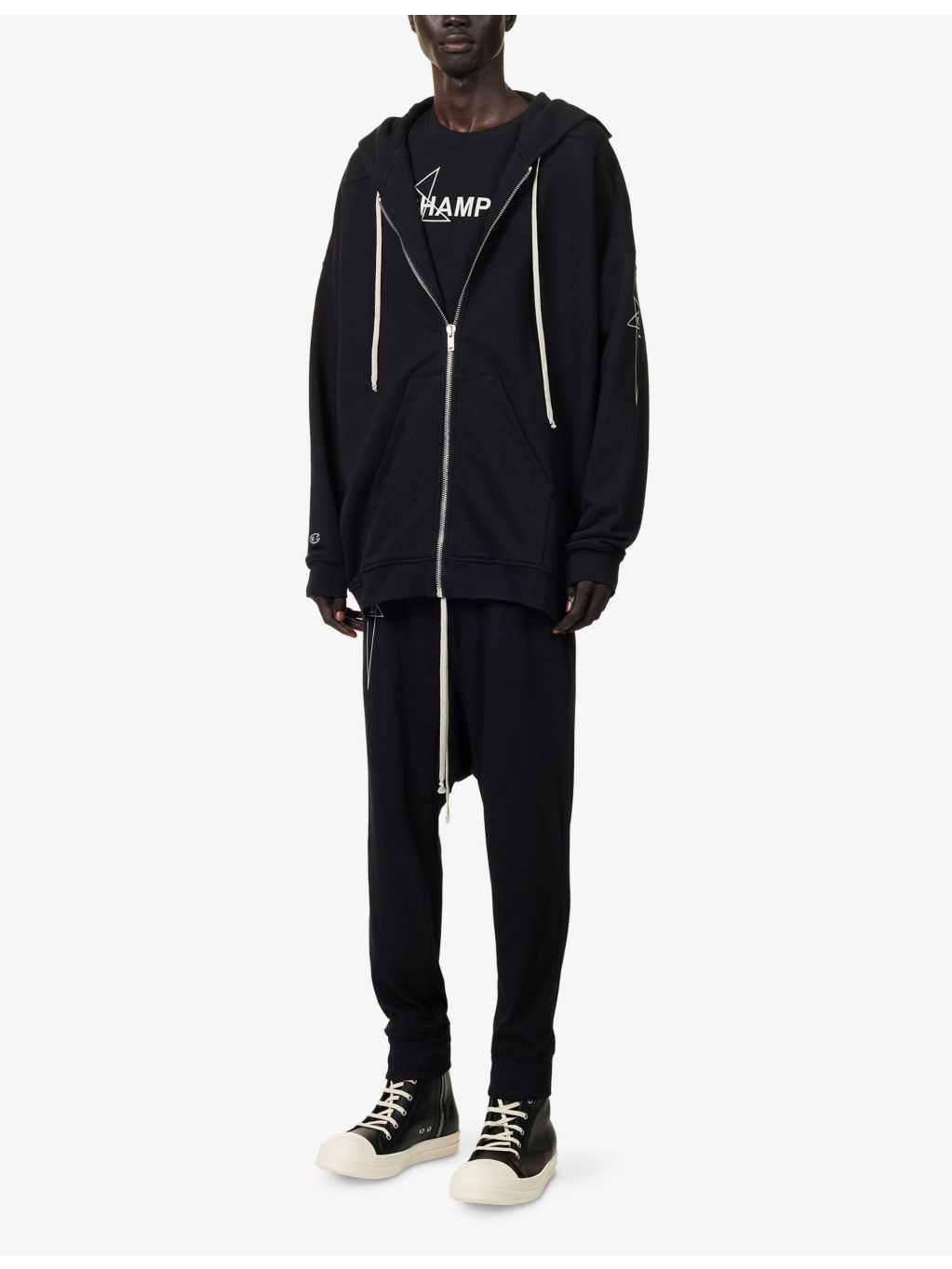 Rick Owens x Champion Jumbo Jason Embroidered Cotton-Jersey Hoody - 2